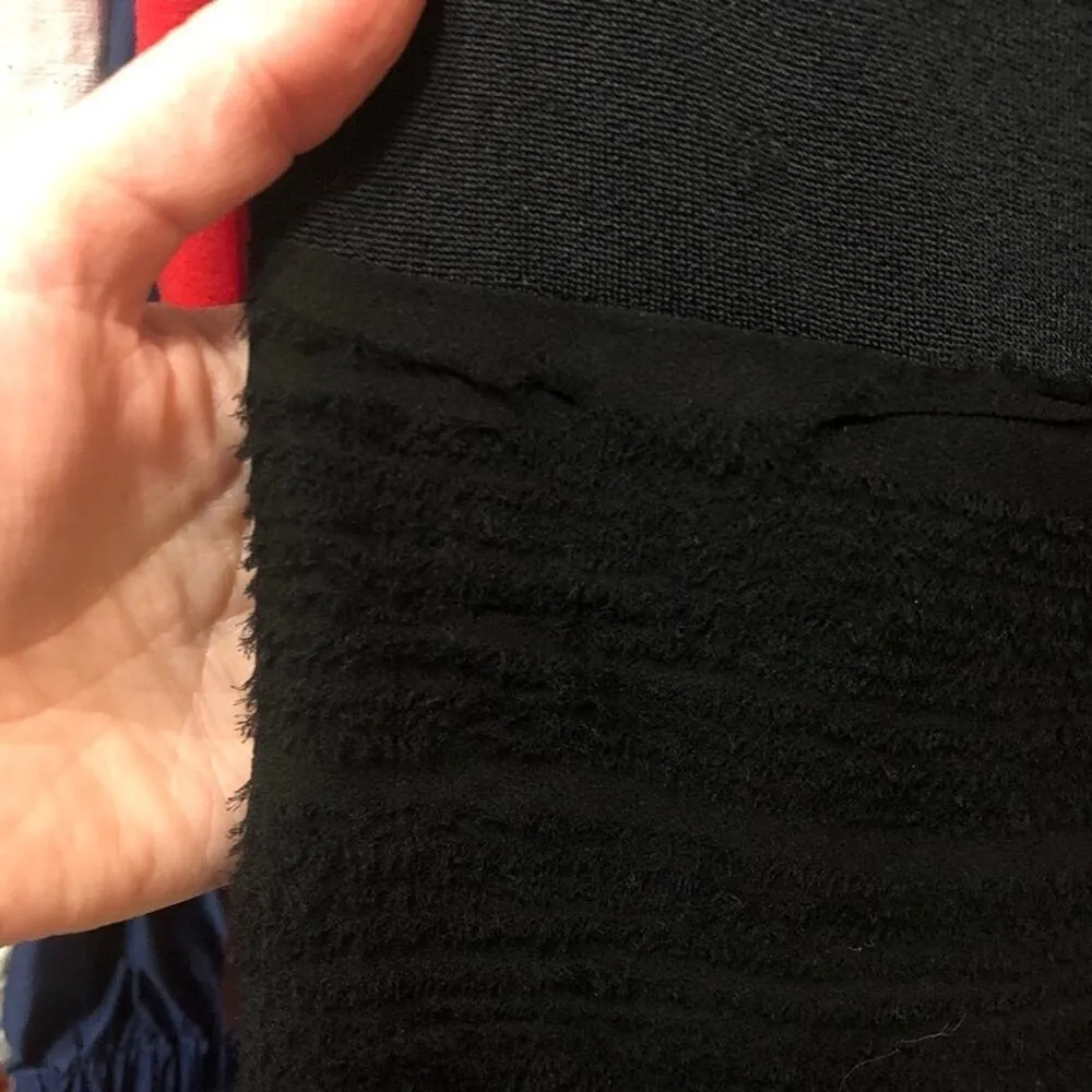 Rag & Bone Black Short Sleeve Bodycon Mini Dress Womens S Frayed Layered Goth - Image 8