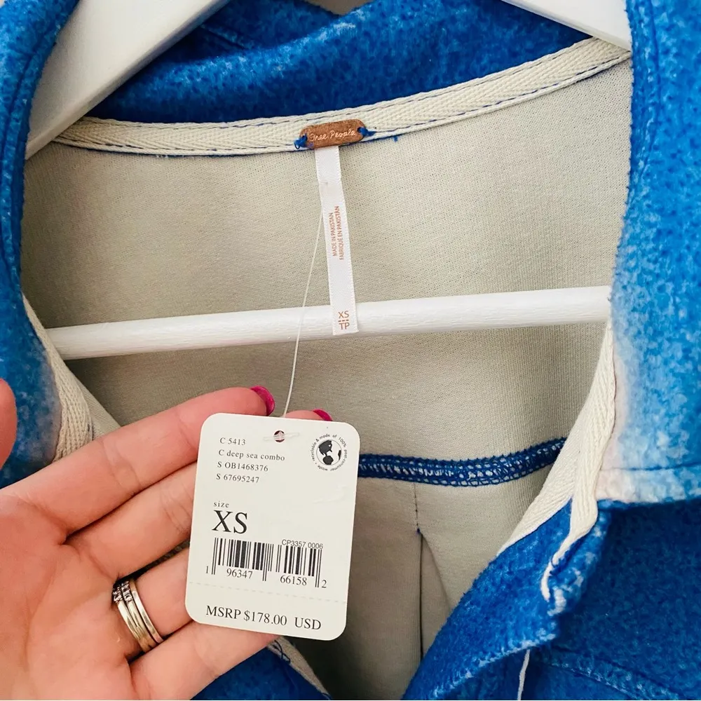 Free People Ruby Fleece Shacket Blue Sz XS - Image 4