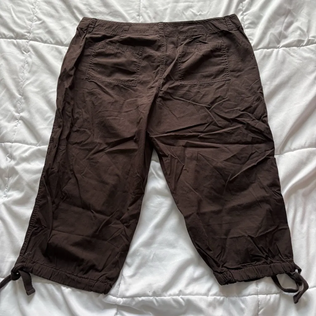 Vintage 90s Y2K Hip Hop Womens Size 10P Brown Capri Pants Casual 100% Cotton - Image 10