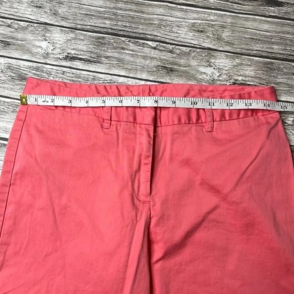 George Stretch Straight Ankle Cropped Pants 4 Bright Coral Salmon Pink Pockets - Image 7
