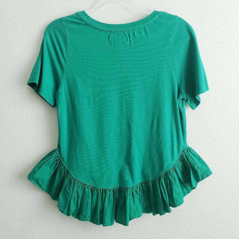 Anthropologie Mauve Ruffle Hem Short Sleeve Top - Image 6