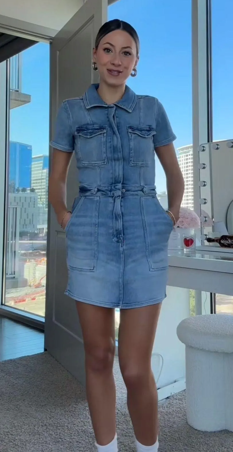 Denim Mini Dress - Image 3