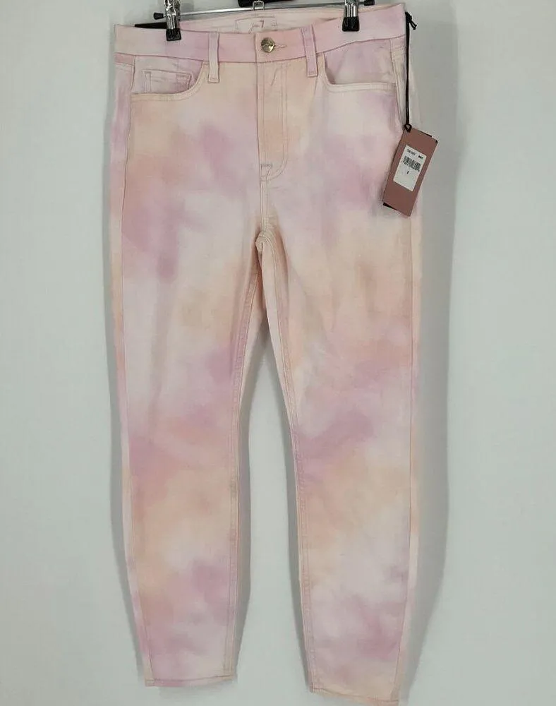 Jen 7 Printed Ankle Skinny Jeans Neiman Marcus pink tie dye NWT Size 8 - Image 3