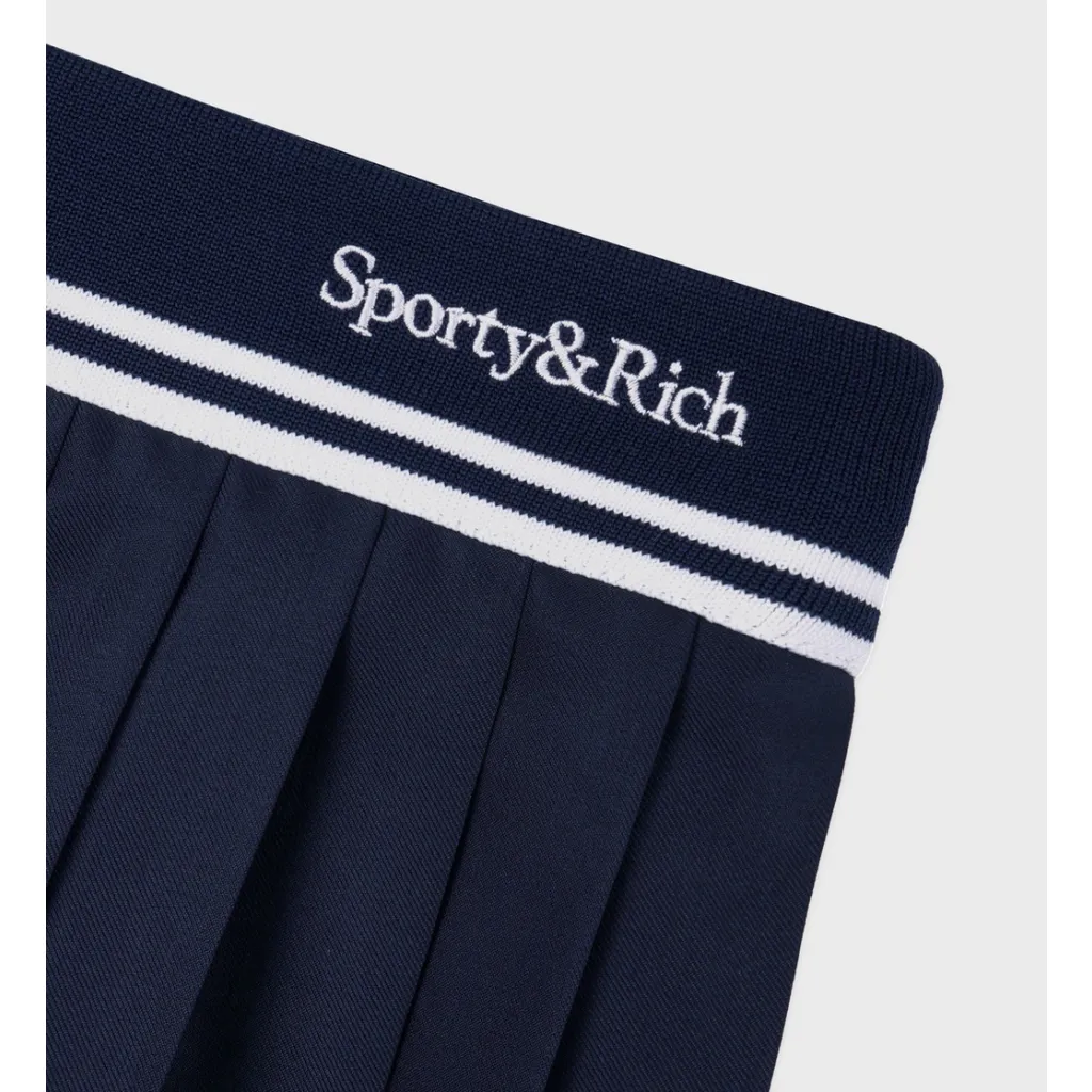 Sporty & Rich Abigail Wool Pleated Skirt Navy Size XL Old Money Prep Academia Blue - Image 5