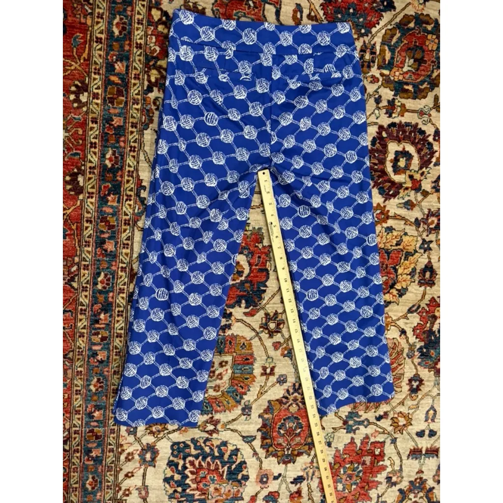 Lilly Pulitzer Palm Beach Fit Blue White Print Cruise Wear Pants Women Size 4 - Image 7