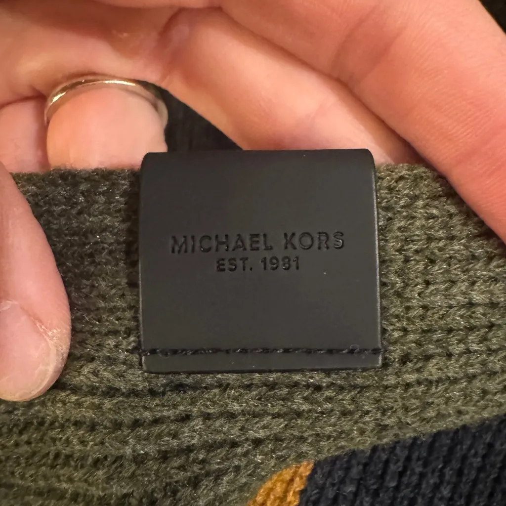 Unisex Michael Kors Striped Scarf with Fringe - Image 2