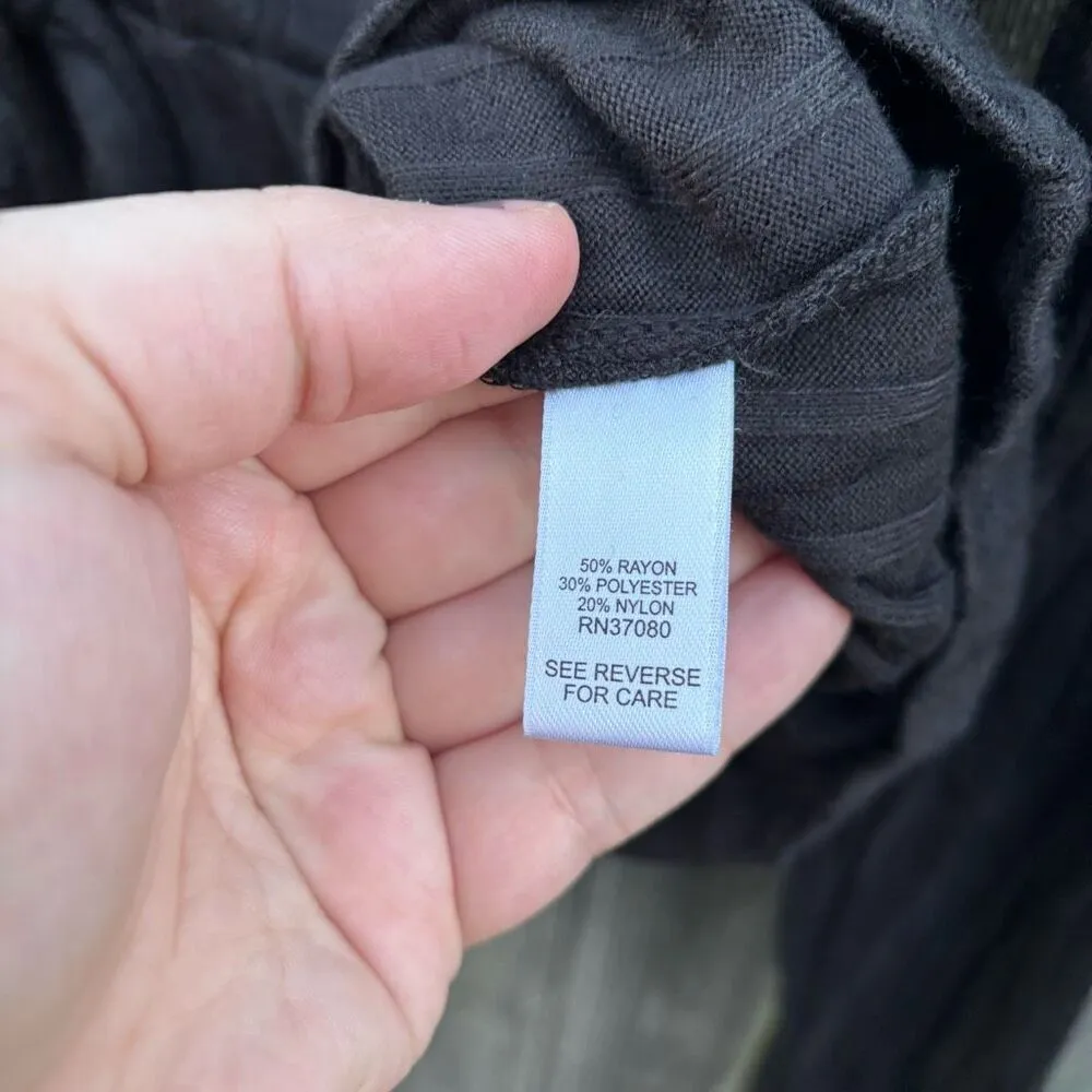 Versona Black Ribbed Tie Front Top XXL - Image 4