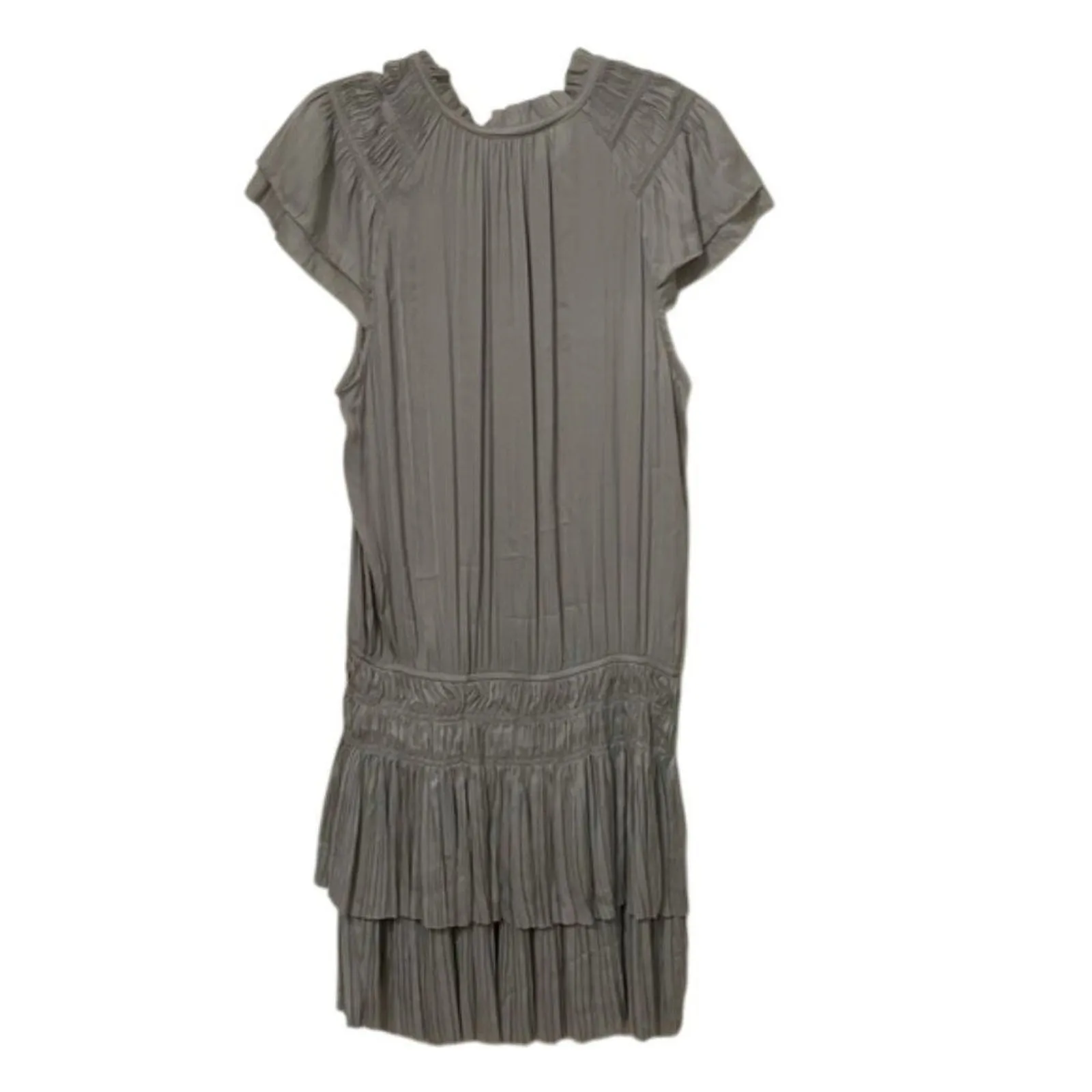 Current Air Gray Split Neck Flutter Sleeve Smocked Dress Womens Medium 1990261-1 - Image 5