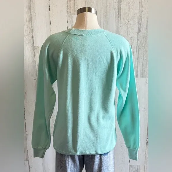 Vintage spring Bunny Applique Sweatshirt Pastel Whimsical Easter teacher Blue Size M - Image 4