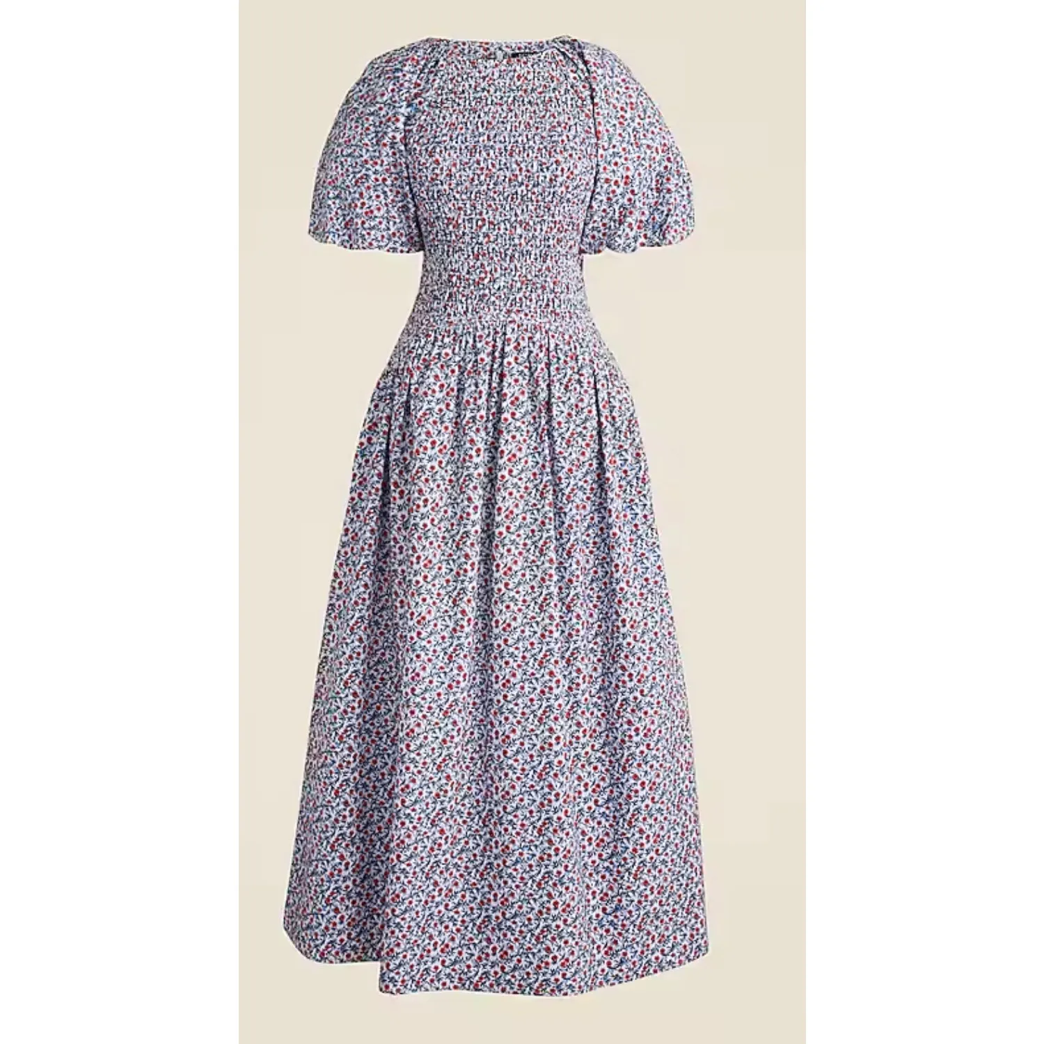 J.Crew Meadow Dress Poppy Cotton Poplin Midi Floral Puff Sleeve Smocked Small - Image 2