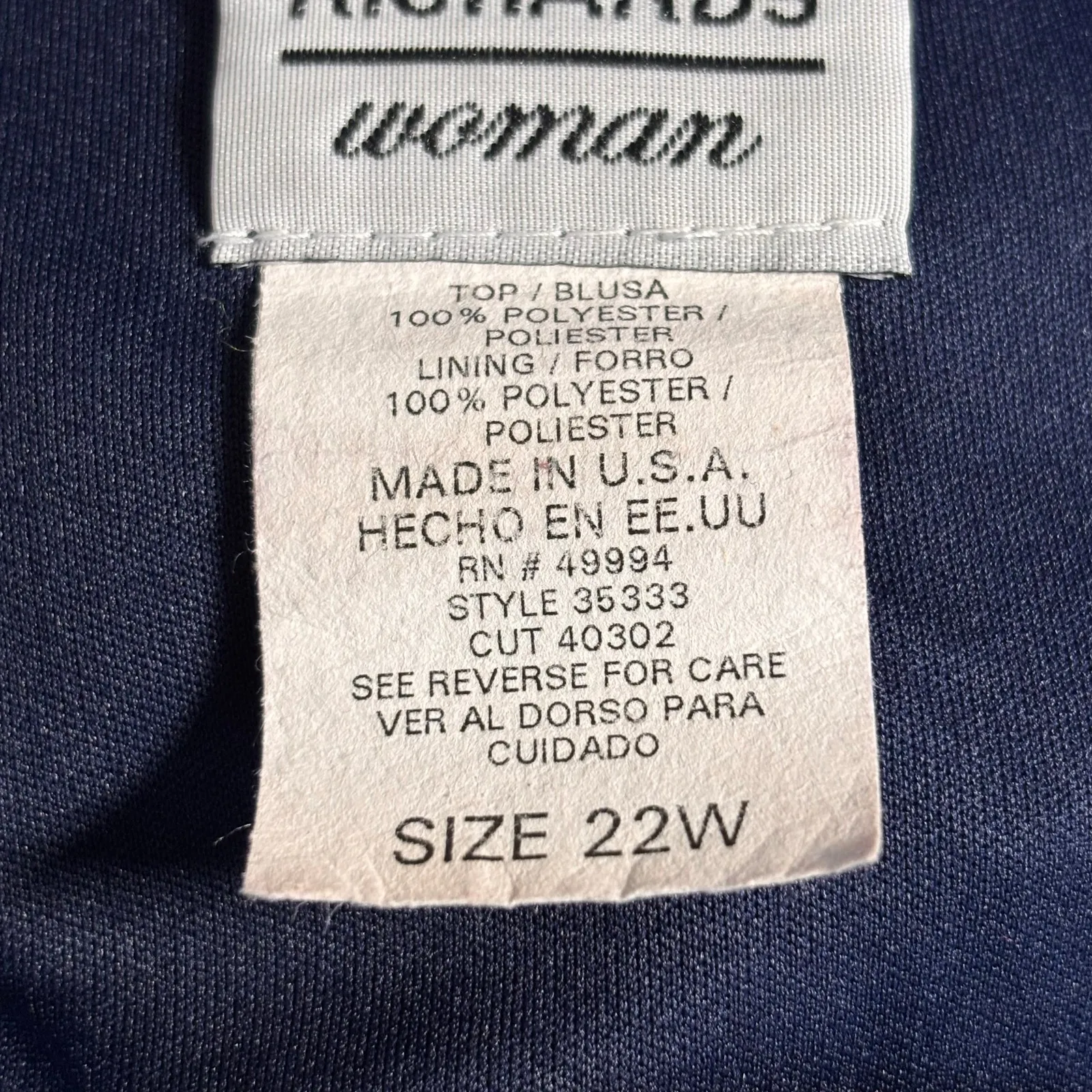 Vintage 90s Woman Blue Floral Sheer Overlay Blouse Plus Size 22W Made in USA - Image 9