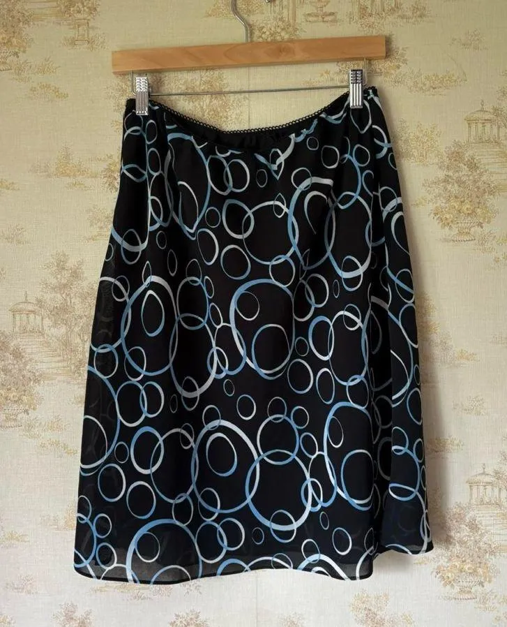Vintage 90s y2k black and blue geometric circle print mini skirt 14 - Image 2