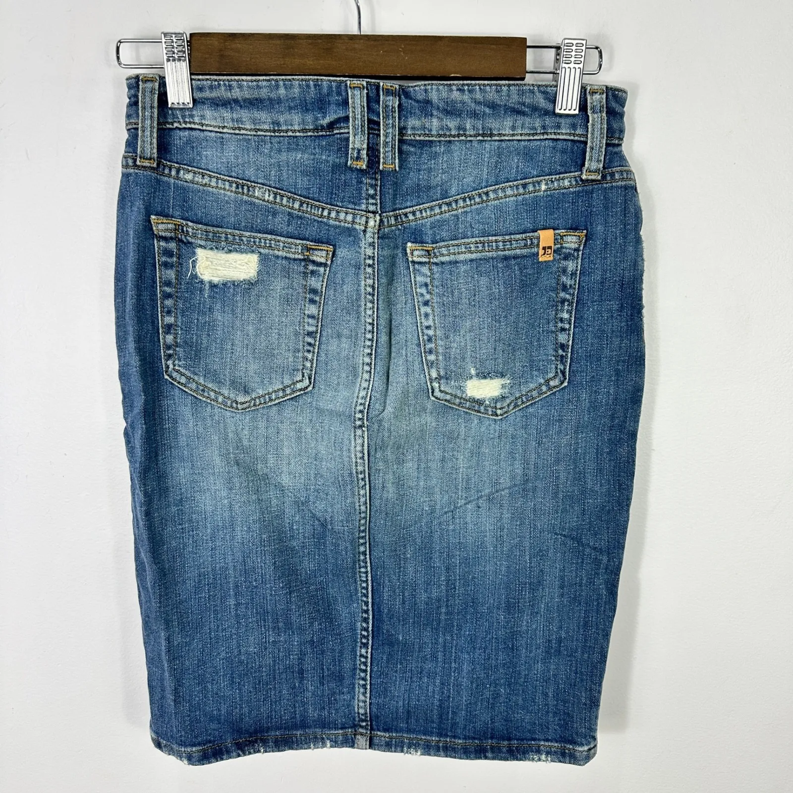 Joe's Jeans Denim Skirt 25 Distressed Button Front Y2K Grunge Indie Sleaze - Image 4