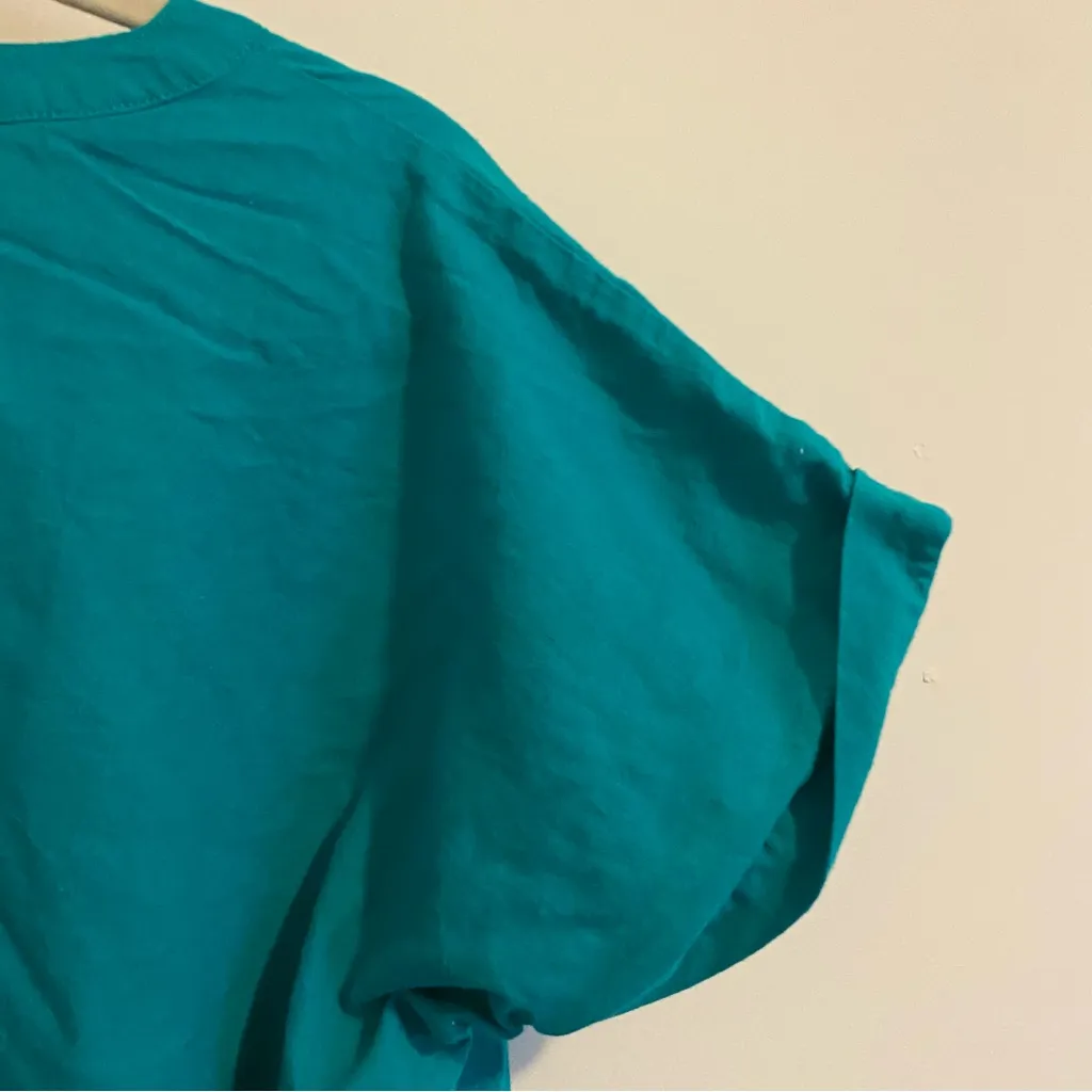Molly Bracken Teal Cotton Short Sleeved Blouse size Medium - Image 7