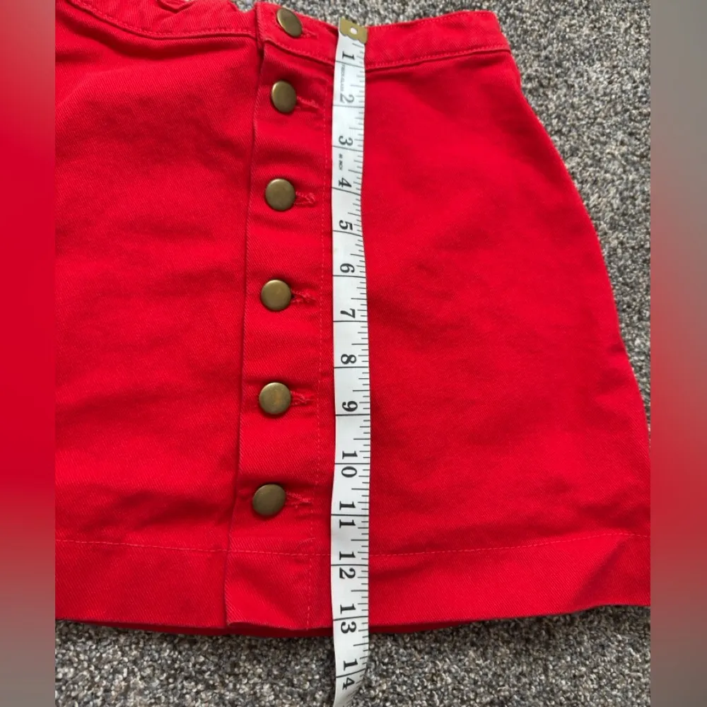 American Apparel Button Down red Jean mini Skirt - Image 6