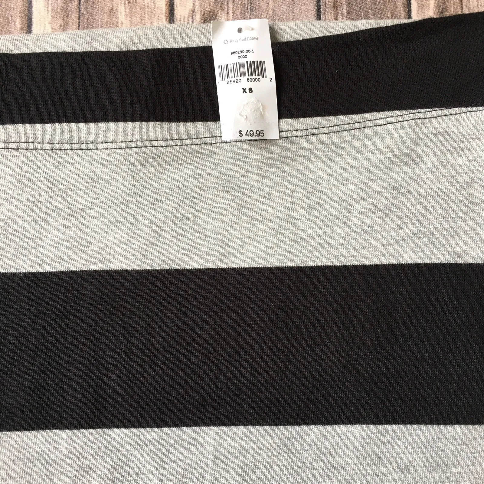 New Gap Mini Pencil Skirt XS 0 2 Black Gray Rugby Stripe Cotton Jersey Bodycon - Image 2