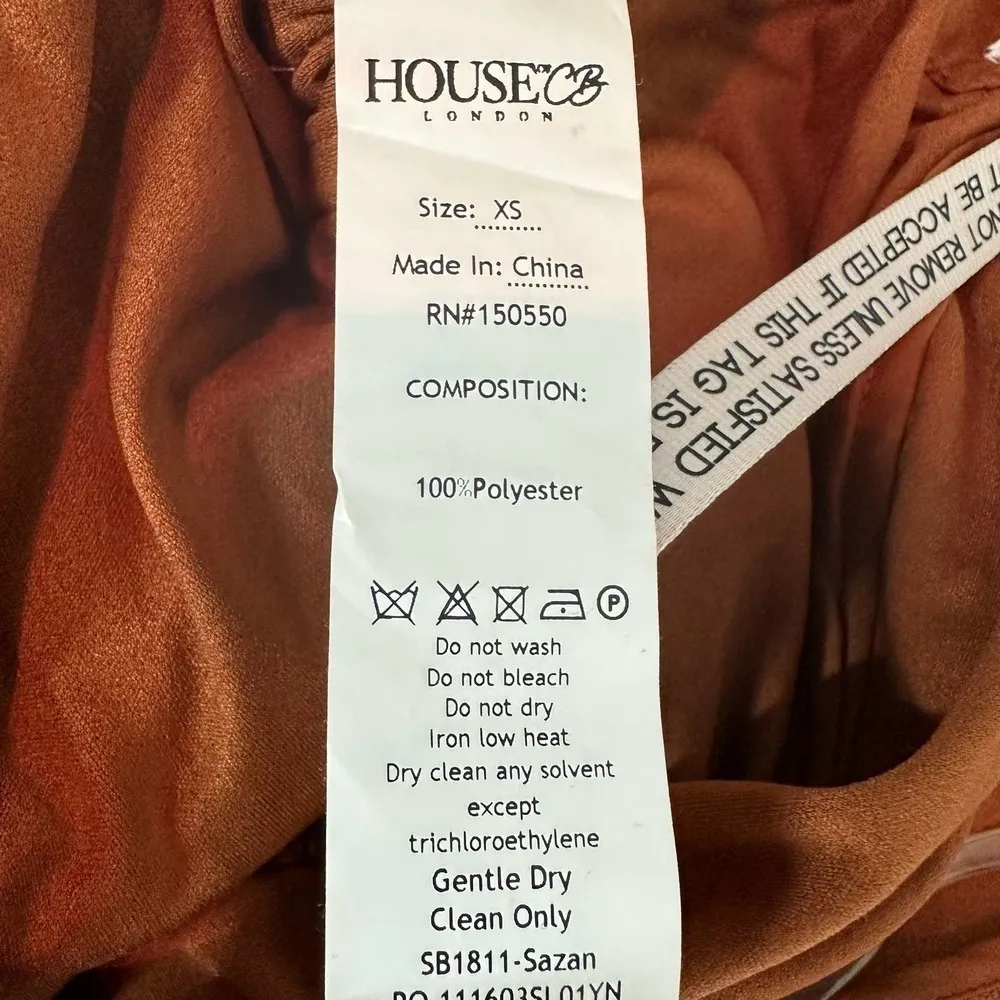 House of CB Sazan Faux Suede Tan Pants Size XS - Image 7