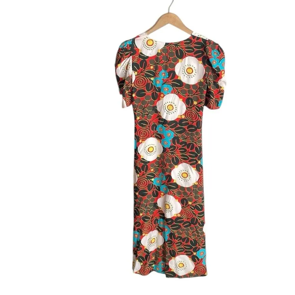 RHODE Maci Midi Dress Scarlet Aura Blossom Grande Red Size 0 - Image 4