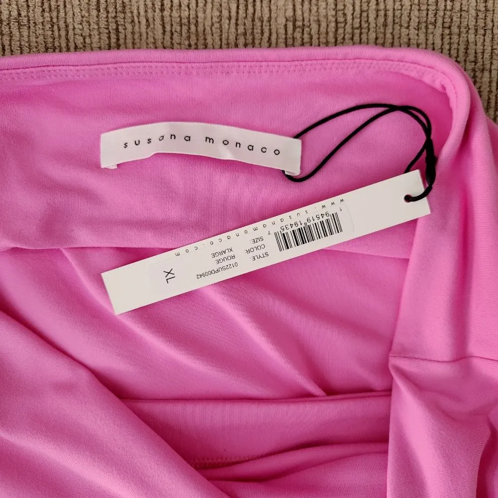 NWT Susana Monaco Womens XL Pink Rouge Sleeveless A-Line Midi Dress Keyhole Back - Image 97