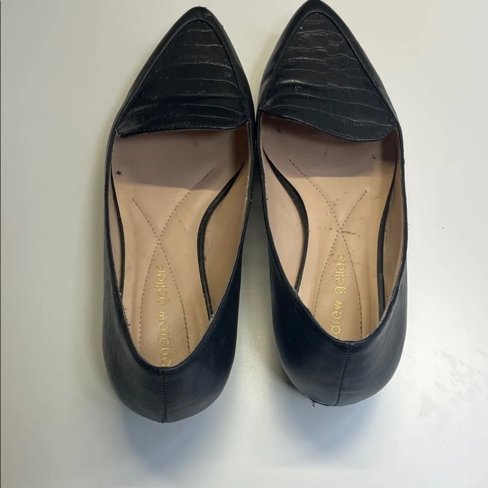 Andrew Geller  Black Croc-Patterned Loafers - Image 3