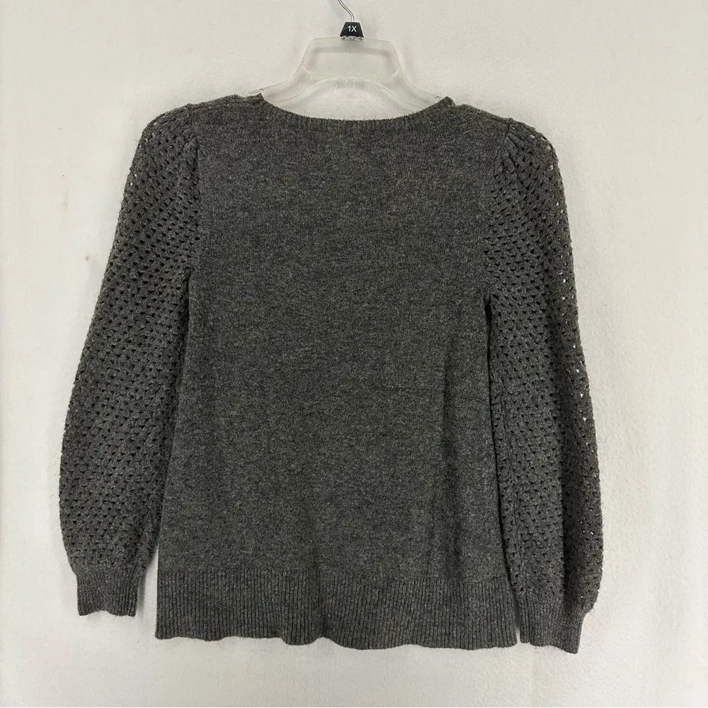 Loft Long Hole Sleeve Crewneck Pullover Sweater XS Gray - Image 7