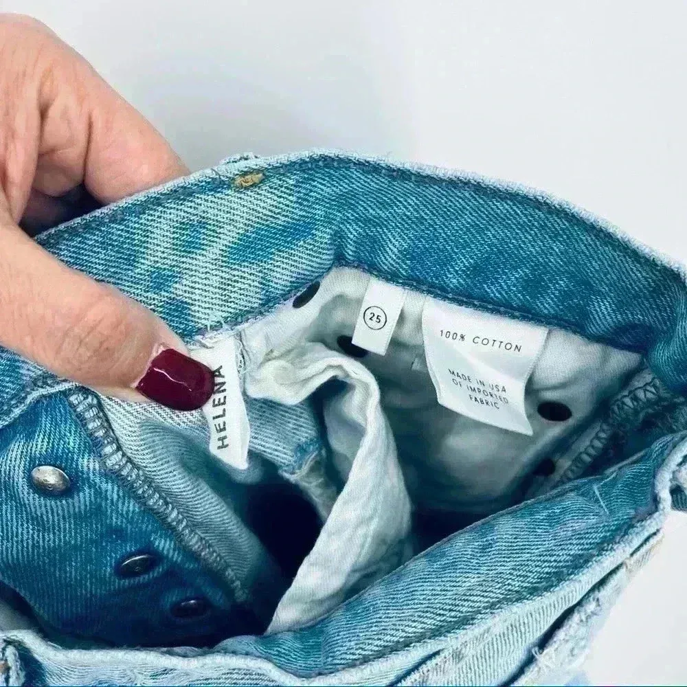 Grlfrnd Helena Straight‎ Jeans Women's 25 Blue High Rise Button Fly Distressed - Image 12