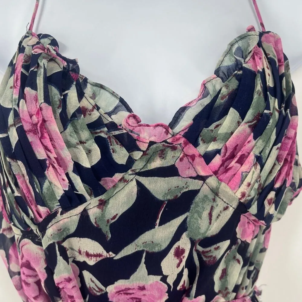 Fillercere Coquette Dress Sz L Blue Floral Ruffle Midi Cottagecore Fairy Size L - Image 7