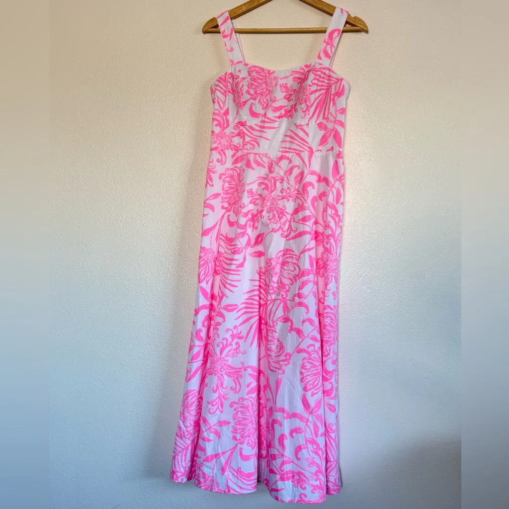 Lilly Pulitzer Palm Print Poplin romantic Midi-Dress size 2 NWOT - Image 6