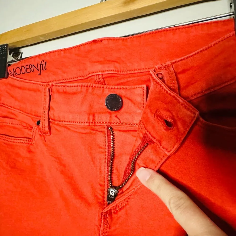 ANN TAYLOR Women's Red Modern Fit Poppy Straight Leg Denim Jeans Size 4 - Image 5