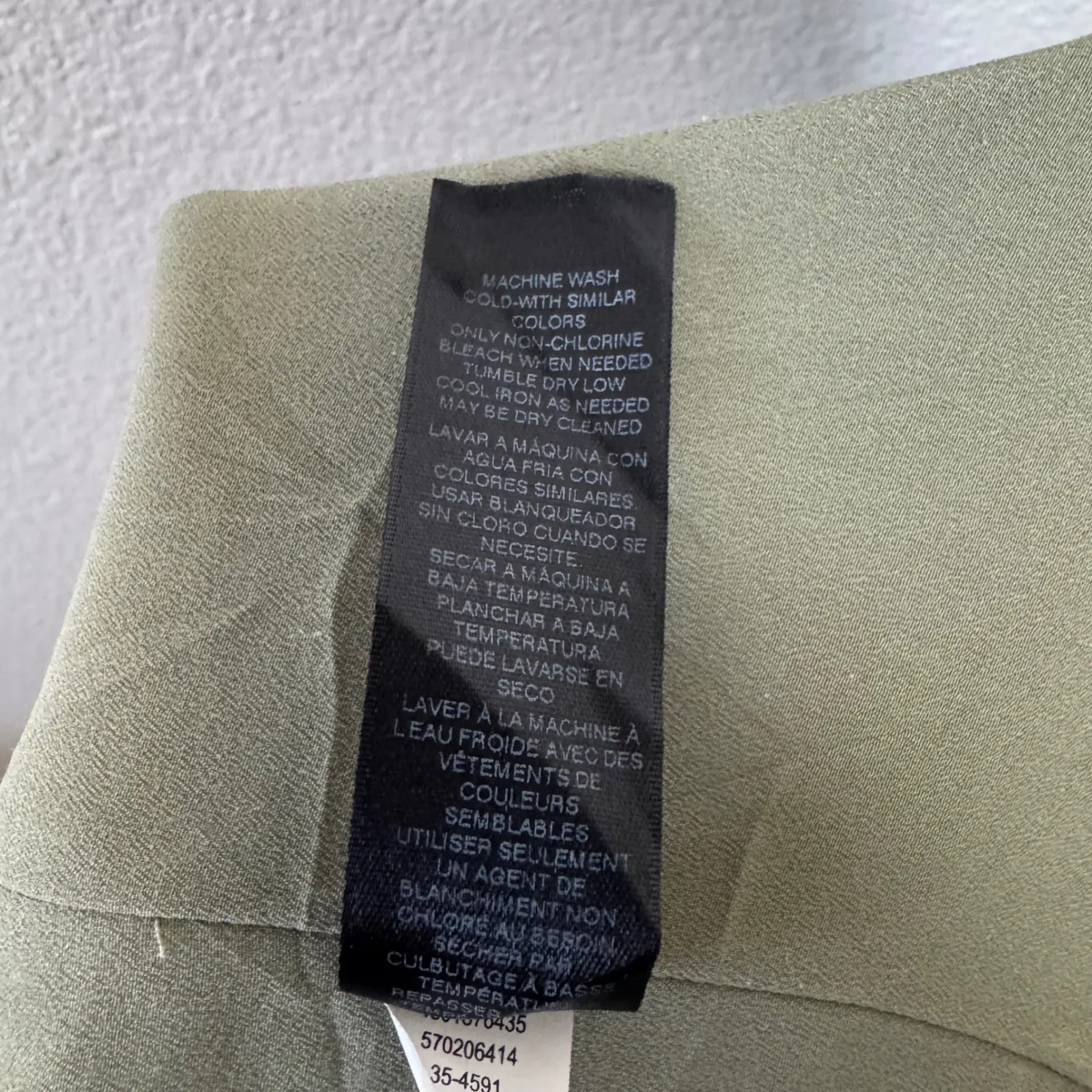 White‎ House Black Market Olive Green Pleated V Neck Shirt Dress Size 6 - Image 7