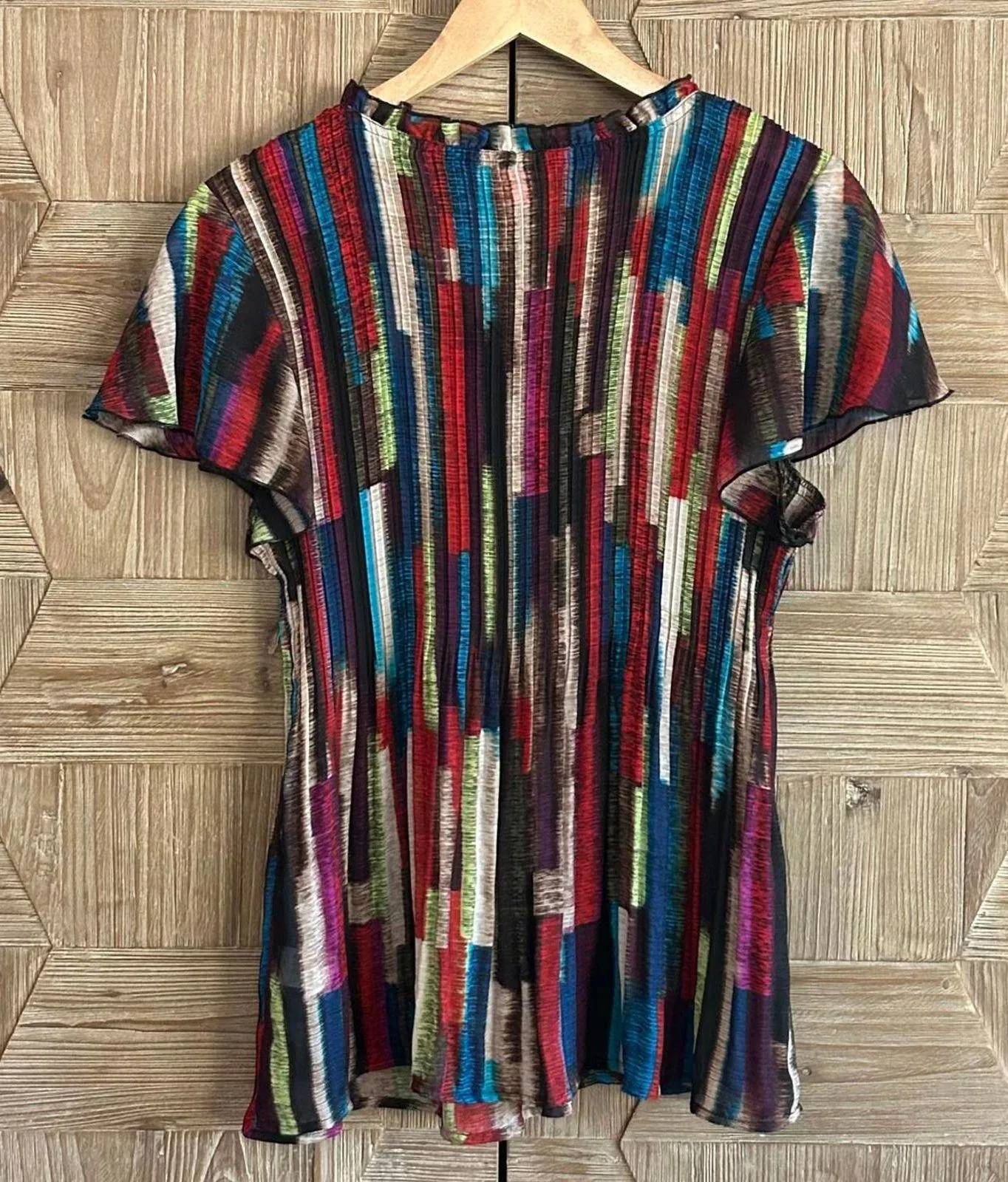 Sunny Leigh Women's Multicolor Striped Top Size PXL Bohemian - Image 4