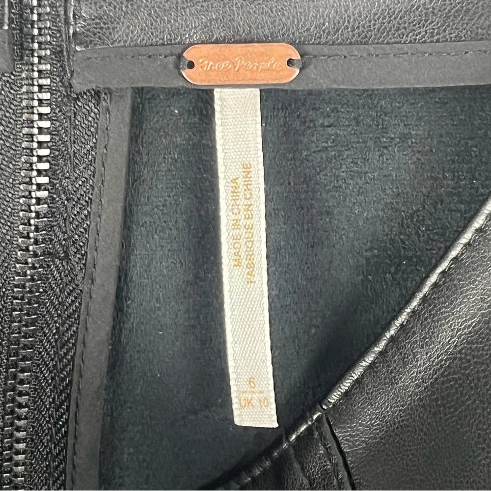 FREE PEOPLE Modern Femme Black Faux Vegan Leather Grunge Mini Skirt, Size 6 - Image 3