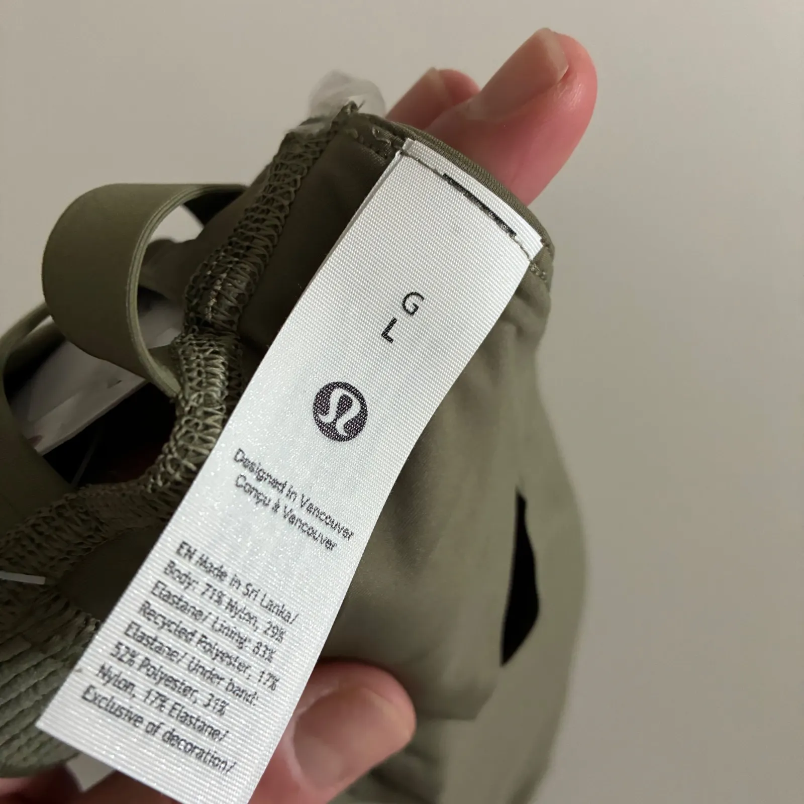 New Lululemon Nulux Strappy Back Sports Bra Olive Green Size L - Image 4