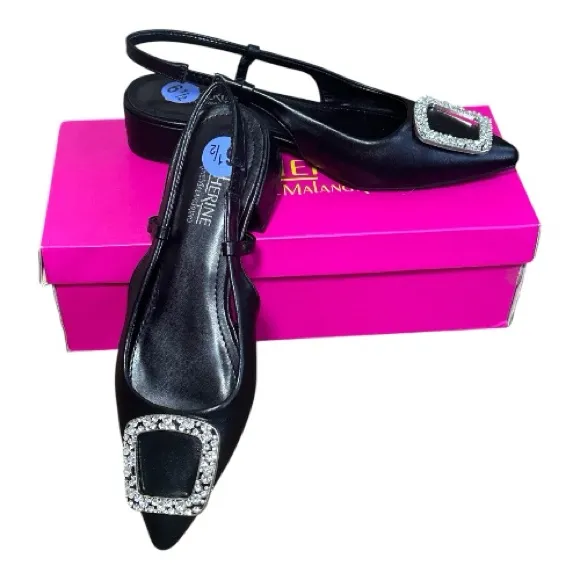 Catherine Catherine Malandrino Black Slingback Pointy Toe Low Heel Shoe New 6.5 - Image 1