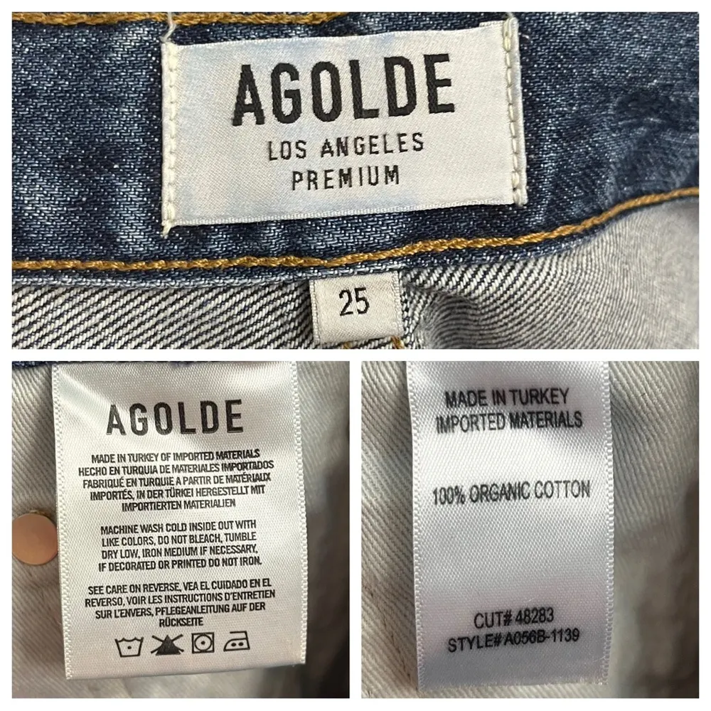 Agolde Riley High Rise Straight Leg Crop Jeans Raw Step Hem Disguise Size 25 - Image 11