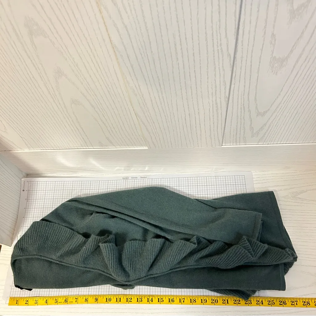 Talbots Cardigan Sweater Women Size XS Forest Green Ruffle Cashmere Lagenlook - Image 6