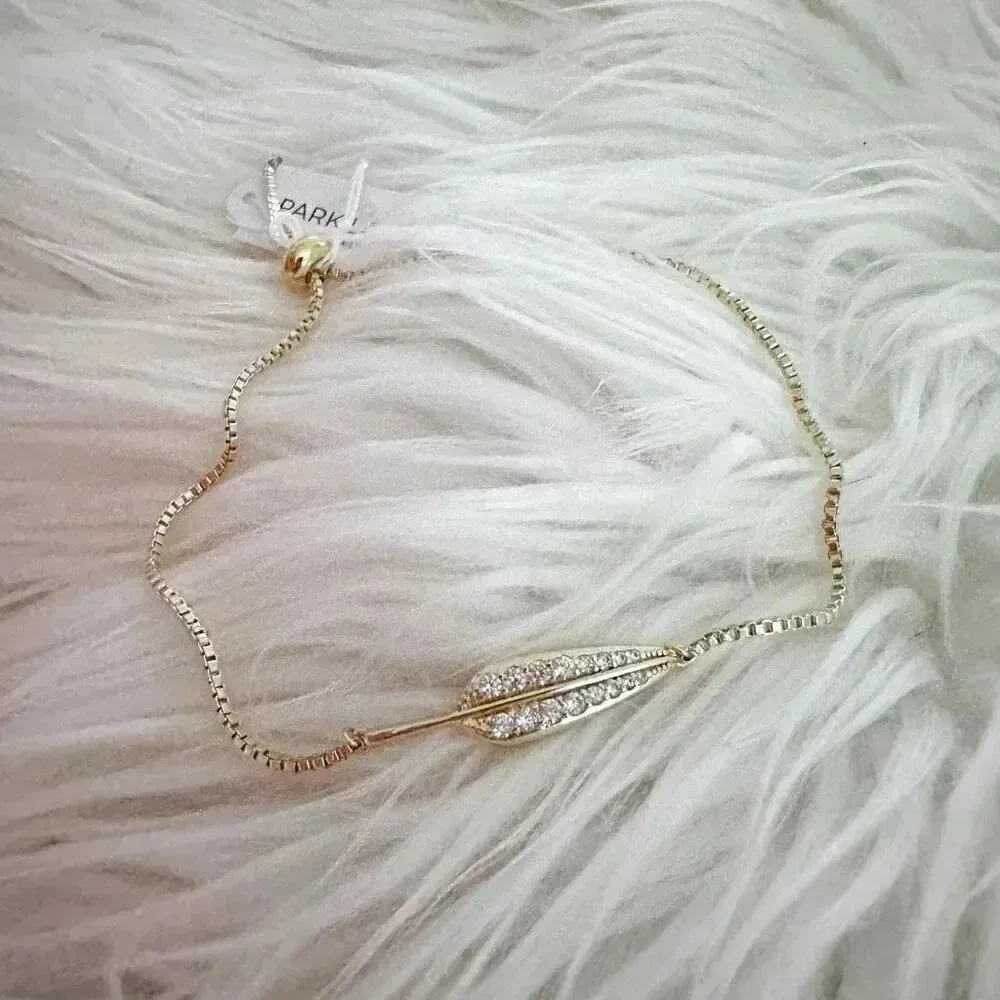 PARK LANE JEWELRY | Clarity Gold Tone Leaf Feather Cubic Zirconia Bracelet - Image 3