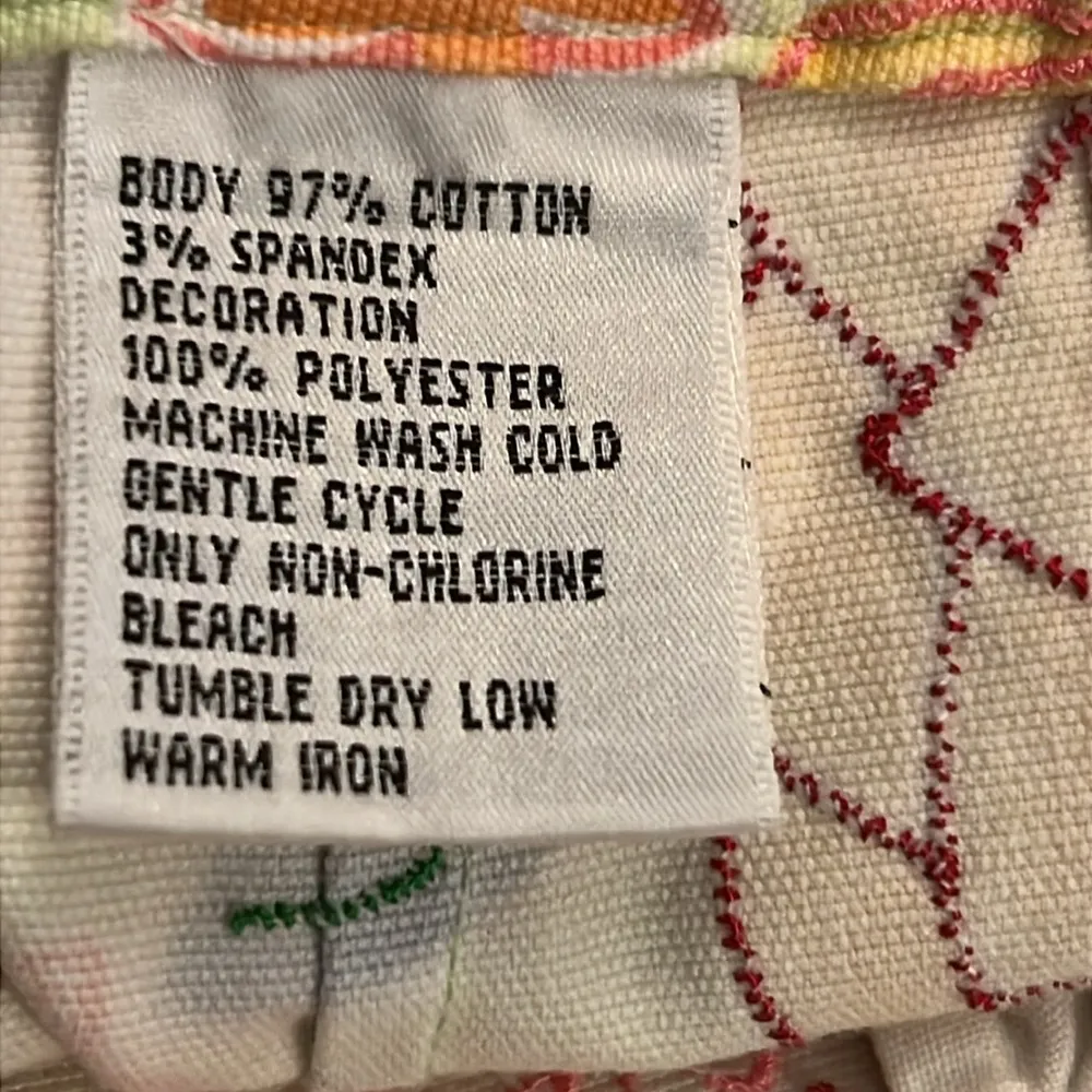 TALBOT'S Pants Lime Back FLORAL DAISY & BUTTERFLY Festive Pants Size 4 - Image 9