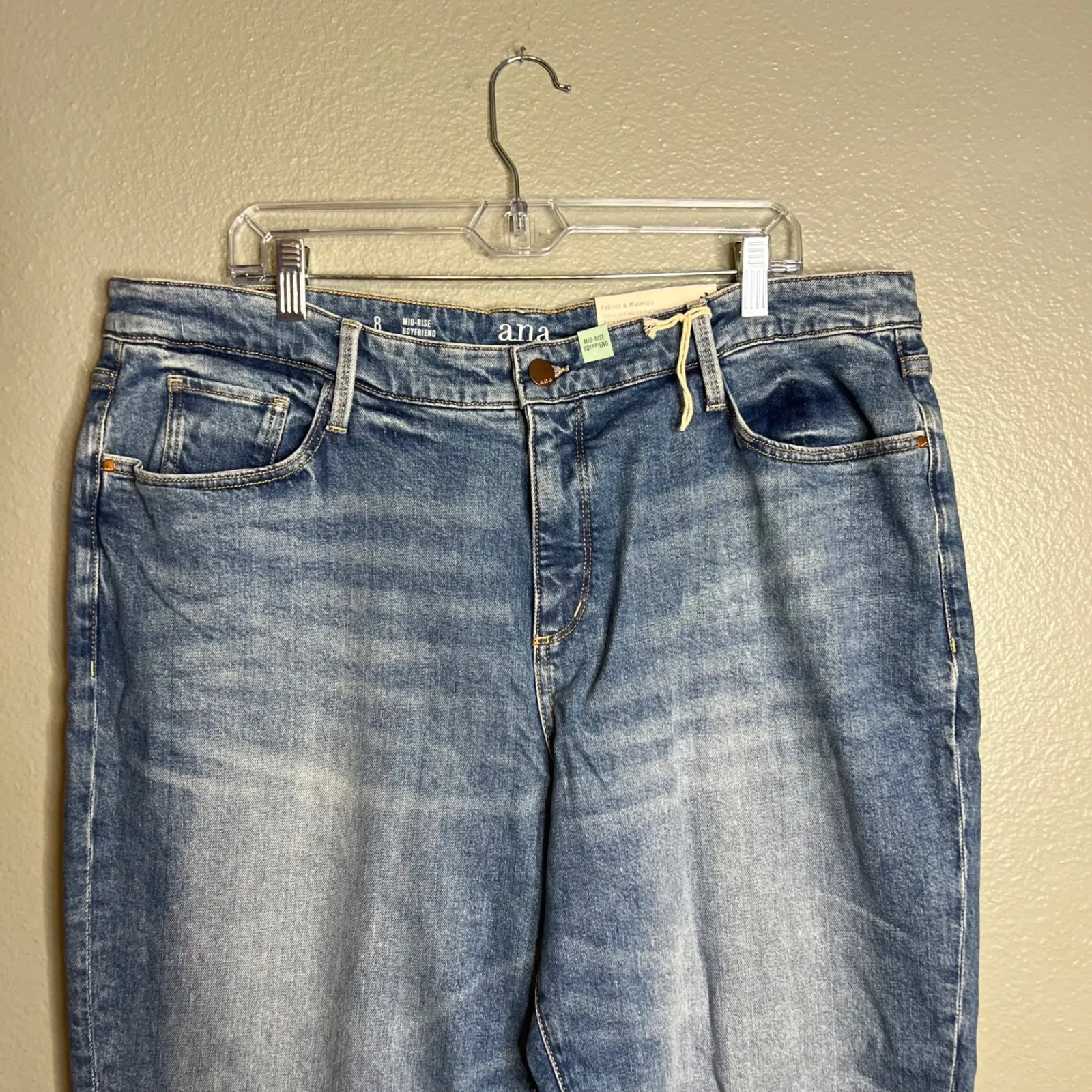 a.n.a Mid-Rise Boyfriend Jeans Size 38 Waist Relaxed Straight Leg Comfort NWT‎ - Image 4