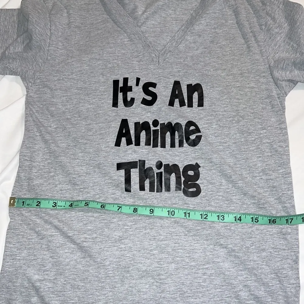Hobby Lobby gray v neck junior short sleeve tshirt It’s An Anime Thing homemade Size undefined - Image 4