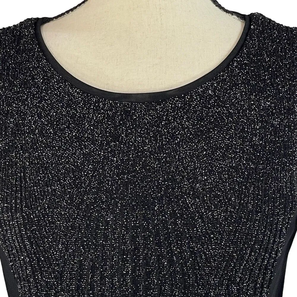 Joseph Ribkoff SZ 6 Bodycon Dress Scoop Neck 3/4 Sleeve Stretch Sparkly Glitter - Image 2