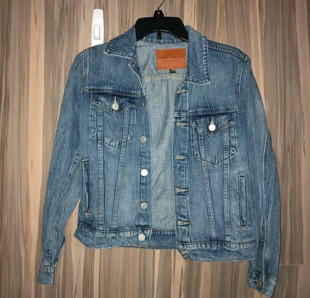 Lucky Brand denim jean jacket size small western denim coat boho jacket - Image 2