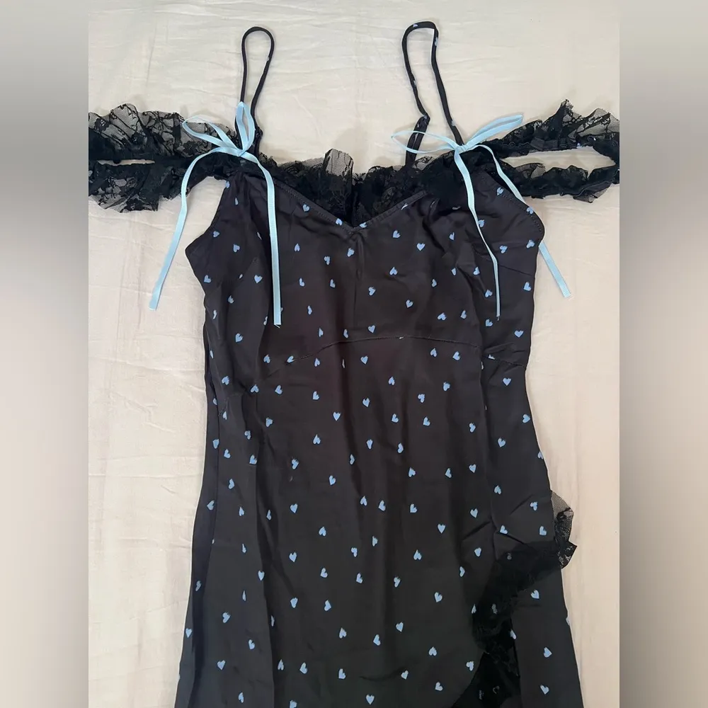 Urban Outfitters Kimchi Blue Asymmetrical Ruffled Blue and Black Sundress - Image 4