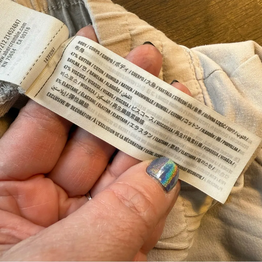 Abercrombie & Fitch Soft Collection Beige Pants Womens Cotton Blend Size M - Image 5