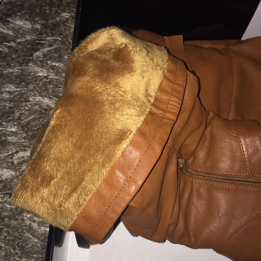 Tall Chestnut Boots with Faux Fur Lining - Image 2