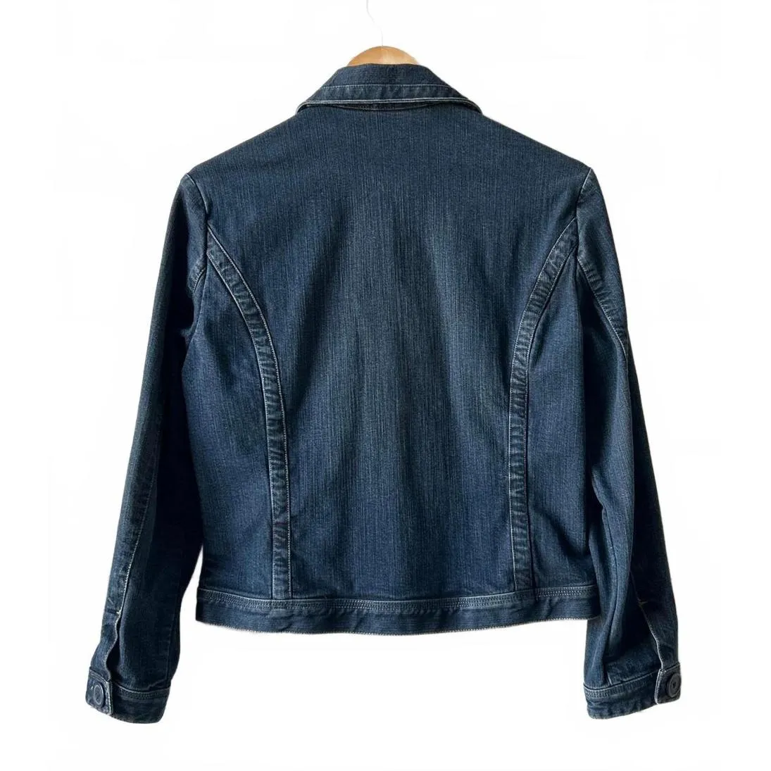 Liz Claiborne Women Jean Jacket Sz S/M Blue Denim Button Up - Image 3