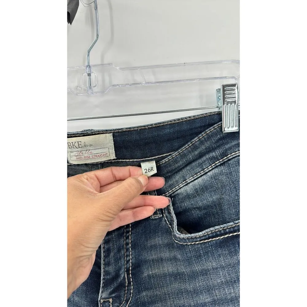 BKE Stella Mud Ise Straight leg contrasting stitching western sz 26 - Image 5