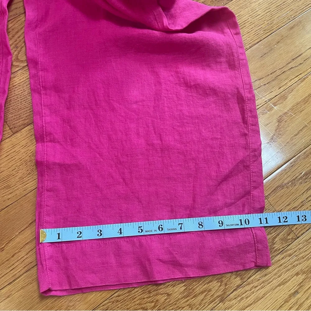 TAHARI 100% Linen pants Wide leg, high waisted, elastic waist Pink magenta Sz L - Image 10