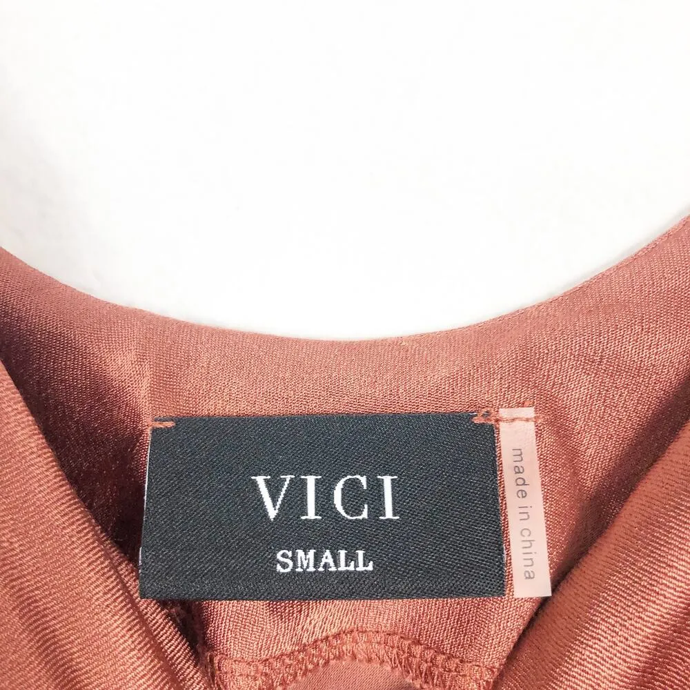 Yana Brown Satin Maxi Slip Dress Small Wedding Cocktail Minimalist - Image 5