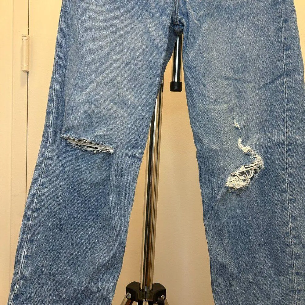 Levi's X Revolve Ribcage Straight Ankle Jeans in Jazz Time with Distressing - Image 8